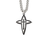 Men's Stainless Steel Carbon Fiber Cross Necklace with Chain